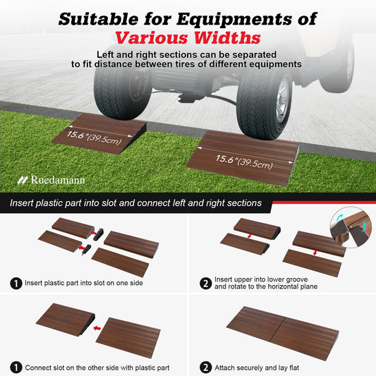 Ruedamann Threshold Ramp for Home Steps, Aluminum Wood Grain Door Threshold Ramp, 2200 lbs Capacity, Non-Slip Door Ramps for Thresholds, Versatile Use for Wheelchair, Walker, Scooter