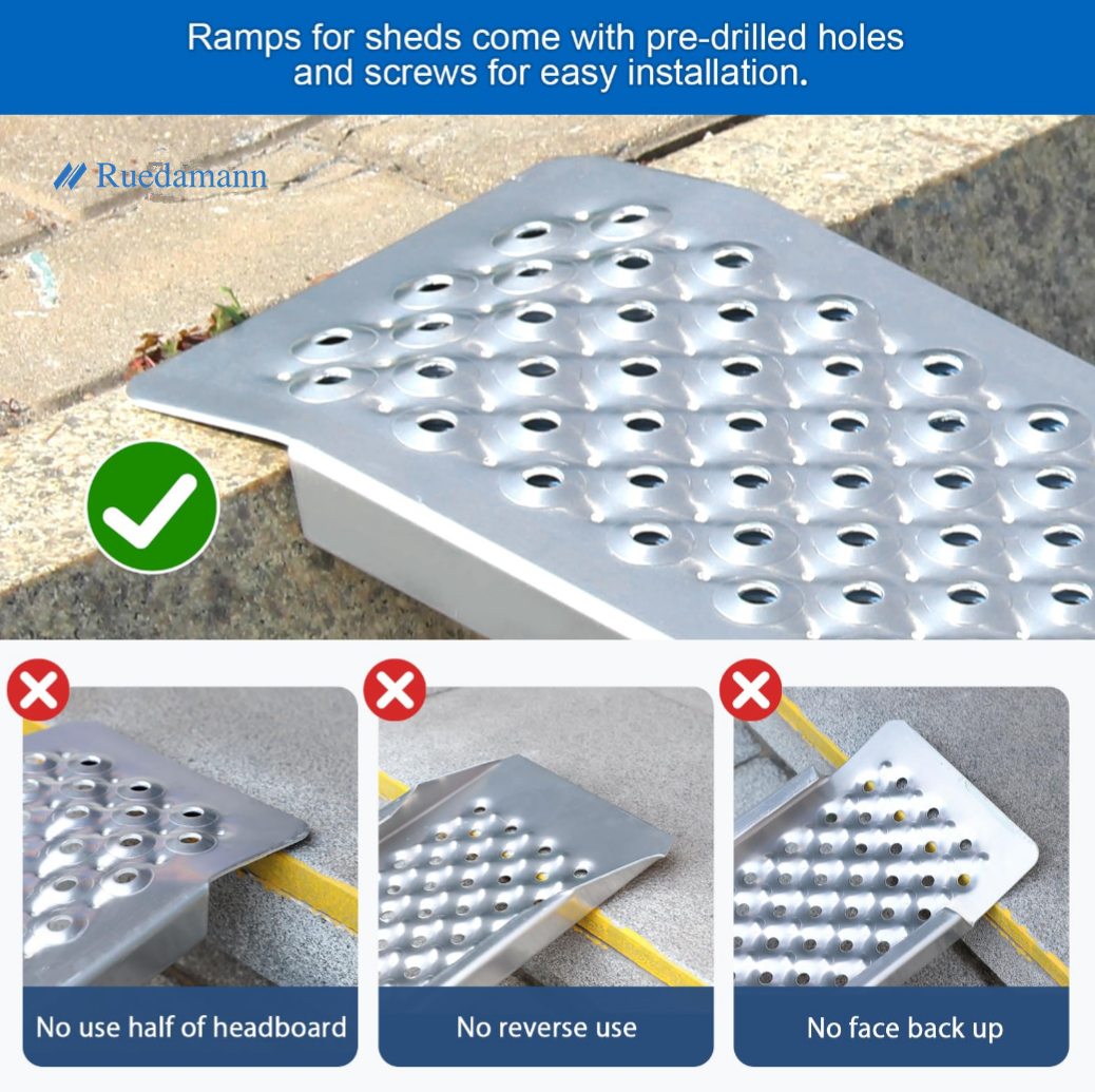 Ruedamann 9"W Loading Ramp,Aluminum,Liteweight, 880 lbs/PR,48" or 60"L