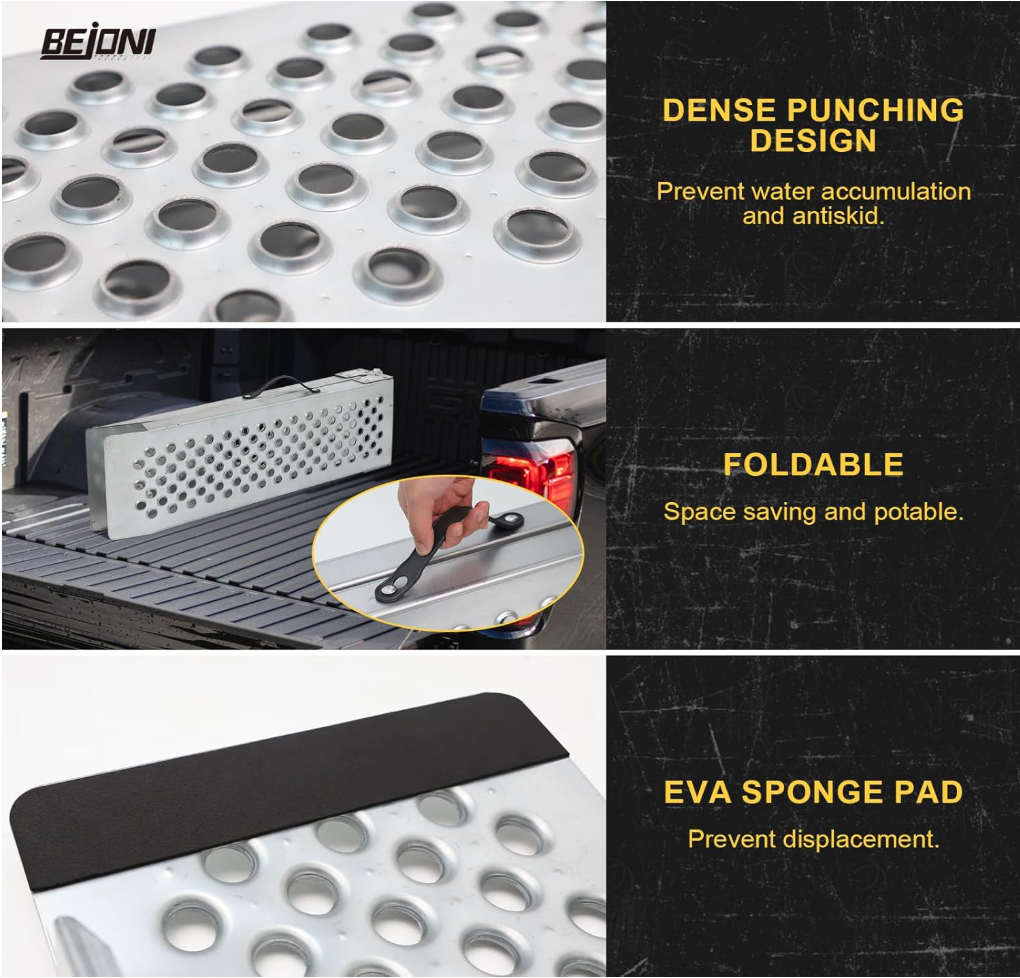 Ruedamann 59'' L Loading Ramps for Pickup Trucks, 1300lbs Capacity per Pair, Motorcycle Ramps for Pickup Trucks, Steel Ramp, ATV, Motorcycle, Dirt Bike, Trailer, Pack of 2