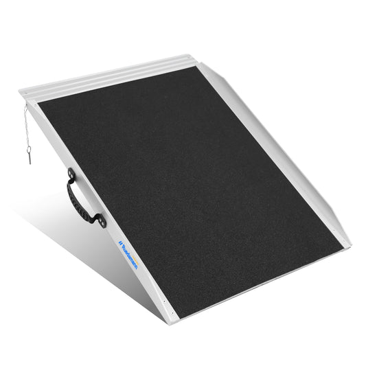 Ruedamann Wheelchair Ramp, Non-Slip Threshold Ramps for Doorways, 600 Lbs Capacity, Aluminum Folding Wheelchair Ramp for Home Steps, Curbs Doorways, 28.7" Wide, Handicap Ramps