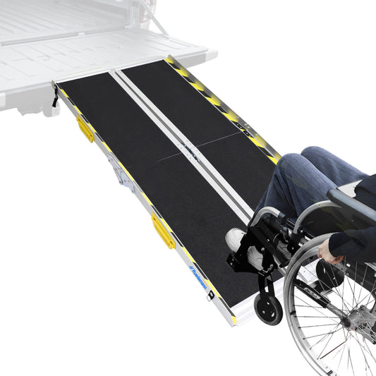 Ruedamann 6FT Aluminum Wheelchair Ramps, 600 Pound Capacity Foldable Handicap Ramp, Non-Skid Surface Threshold Ramp, Wheel Chair Ramp for Home Steps, Stairs, Doorways,1PC