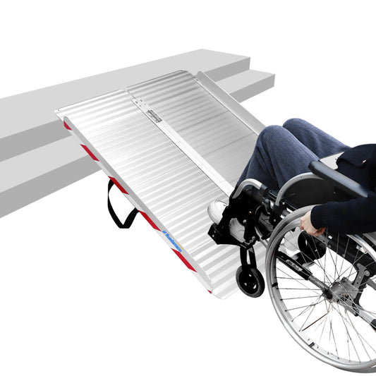 Ruedamann Wheelchair Ramp, Durable Aluminum with 800lbs Load Capacity, Anti-Slip and Foldable Threshold Ramp for Electric Wheelchairs, Heavy Scooters, Curbs, Steps and Stairs