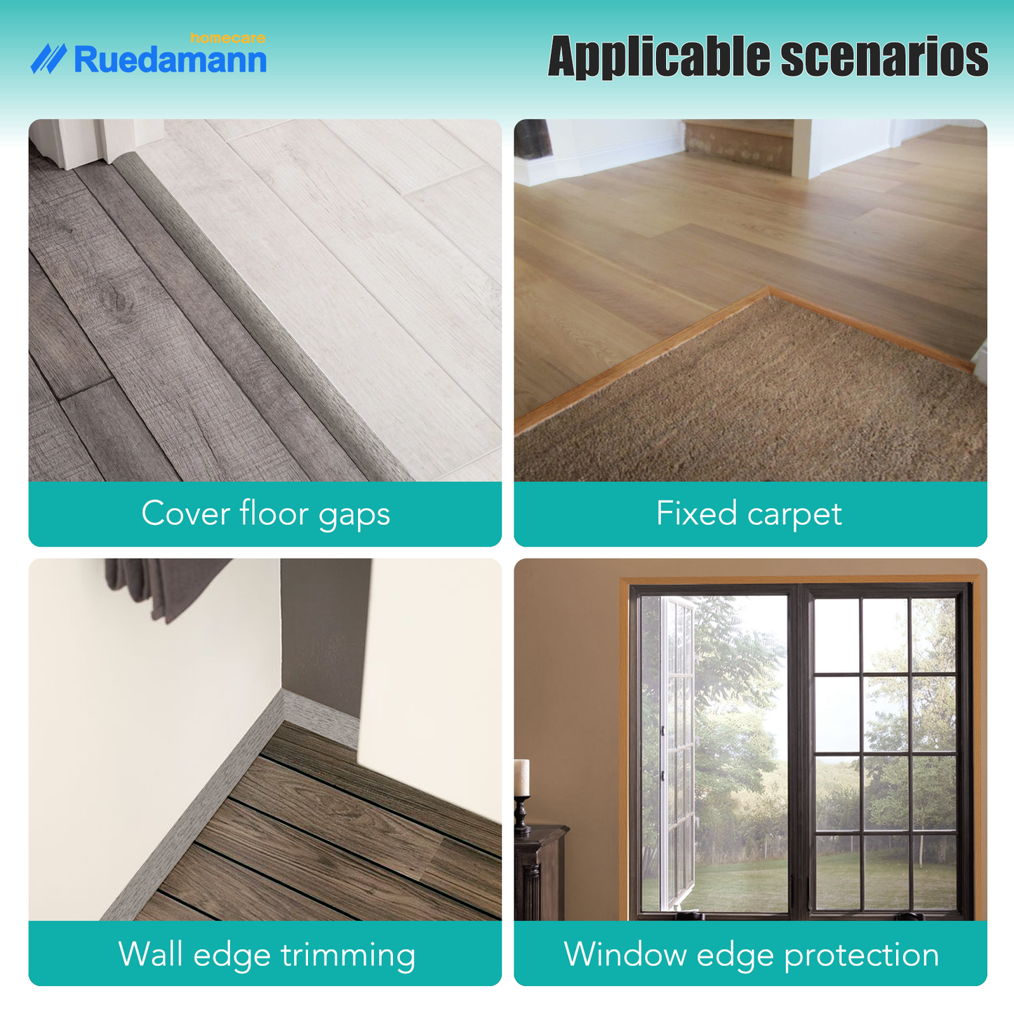 Ruedamann® Floor Transition Strip with Self-Adhesive Transition Strip