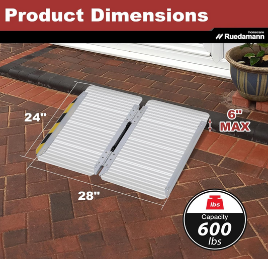 Ruedamann Folding Wheelchair Ramps for Doorways, Handicap Ramps for Home, Portable Outdoor Threshod Wheel Chair Ramps, Temporary Mobility Scooter Ramps for Existing Steps Stairs Walkers