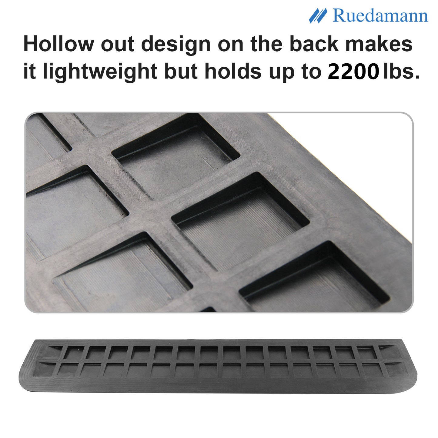 Ruedamann Threshold Ramp, Durable Solid Rubber with 2200lbs Load Capacity, Non-Skid and Anti-Slip Surface, Wheelchair Ramp for Doorways and Bathroom