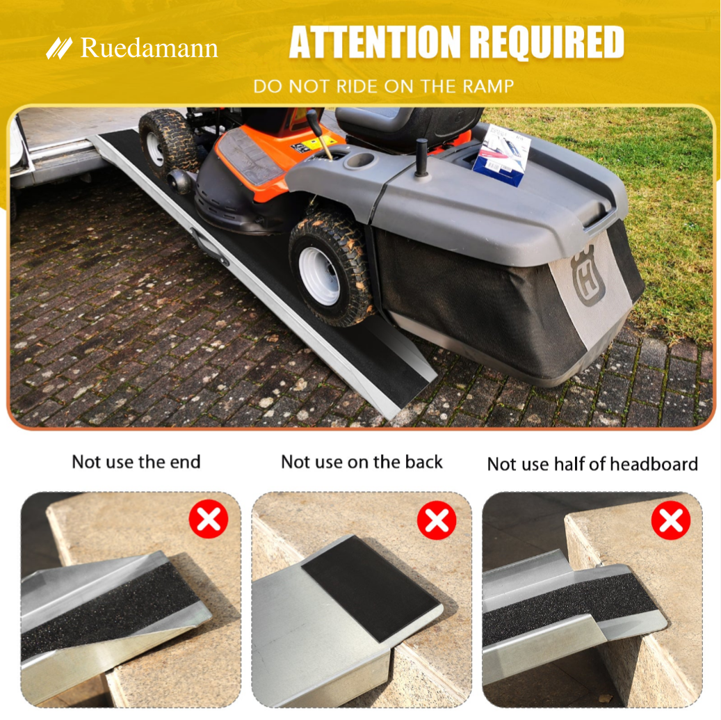 Ruedamann 59"L Shed Ramp, Anti-Slip Surface,Portable Handle,650lbs/PC