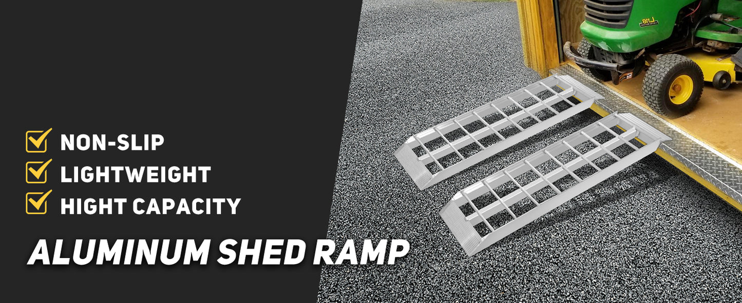 Ruedamann 43'' Aluminum Loading Ramp, 1500 Lbs Capacity Loading Ramps for Riding Mower, Portable Anti-Slip Shed Ramps for Lawn Mower, Dirt Bike, ATV, Motorcycle, Trailer, Lightweight, 2PCS(Almost Perfect)