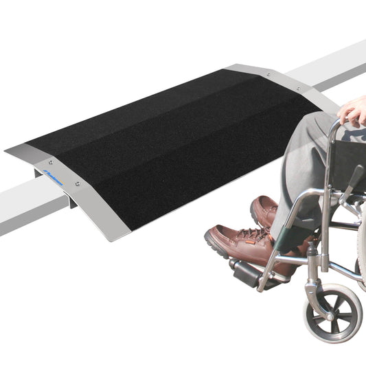 Ruedamann  27.6" W x 1" H  Bridge Threshold Ramp with Supporting Frame Non-Slip Wheelchair Ramp