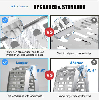Ruedamann 7.5FT Aluminum Loading Ramps, Foldable Motorcycle Ramp, 750 Lbs Capacity, 11" Wide Lightweight Ramp for Scooters, Dirt Bikes, E-Bikes, 1PC（Almost Perfect）