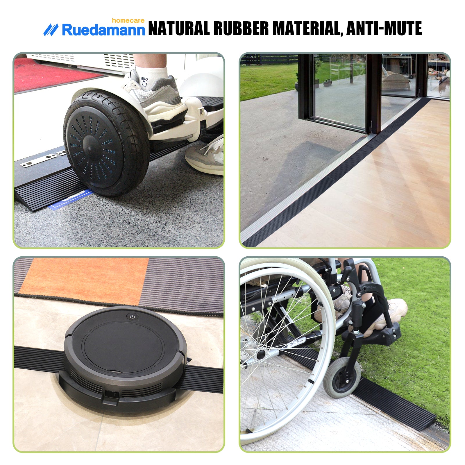  Solid Rubber Threshold Ramp 35.4" Wide Non-Slip Wheelchair Ramp