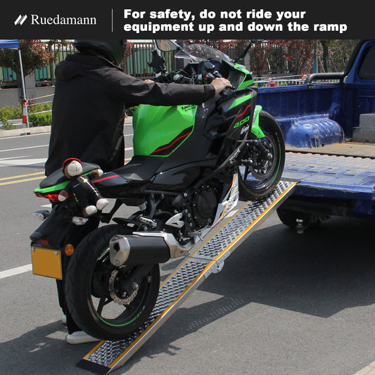 Ruedamann 79"L Aluminum Dirt Bike Ramp, Folding,600 lbs/PC,Using Under 20" H,1 or 2 Packs