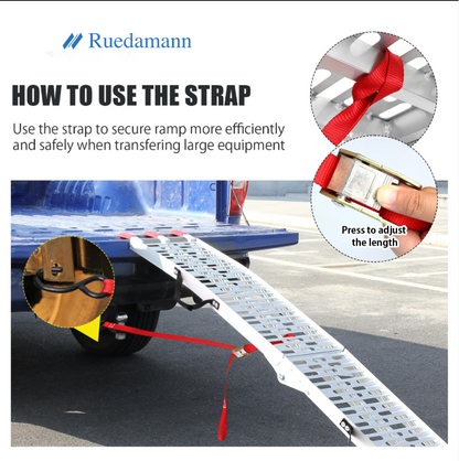 Ruedamann 7.5FT Aluminum Loading Ramps, Foldable Motorcycle Ramp, 750 Lbs Capacity, 11" Wide Lightweight Ramp for Scooters, Dirt Bikes, E-Bikes, 1PC（Almost Perfect）
