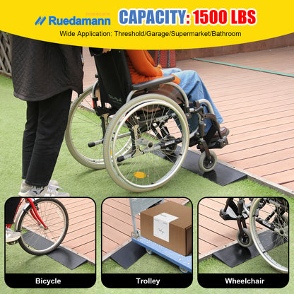 Ruedamann® Natural Rubber Threshold Ramp Power Wheelchair Ramp Non-Slip Solid