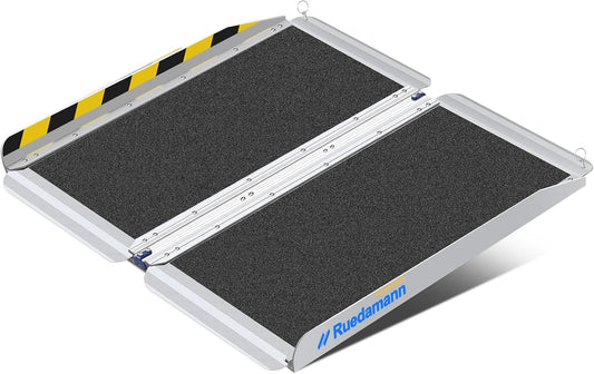 Ruedamann 2FT Portable Wheelchair Ramp, 30 1/4 inches Wider Folding Ramps for Home Steps, Non-Slip Aluminum Wheelchair Ramps for Doorways, Strollers, Stairs, Scooters, Car, Curbs
