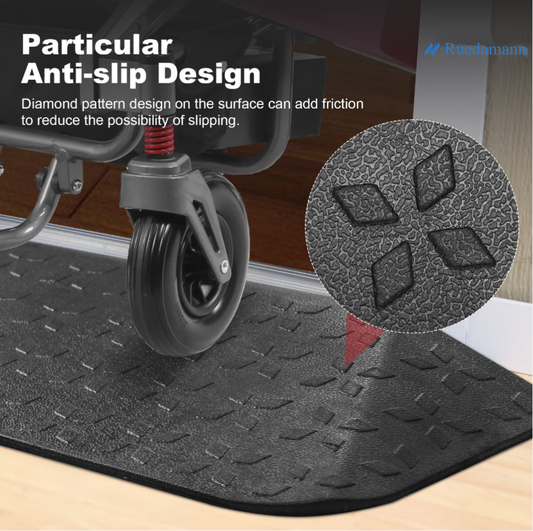 Ruedamann 3"H×35.4"W Rubber Threshold Ramp,Anti-Slip Surface,2200lbs