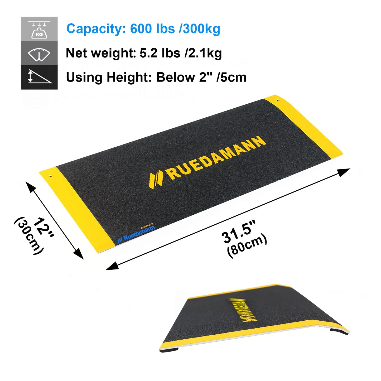 Ruedamann®Threshold Ramp Aluminum with Portable and Anti-Slip Surface