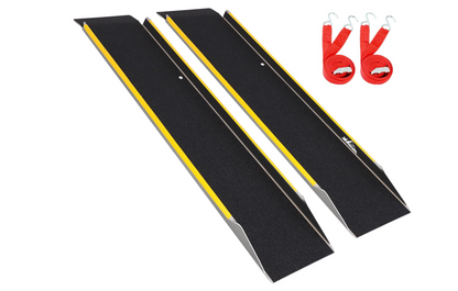 Ruedamann 48" Aluminum Shed Ramps for Lawn Mowers, 2PCS - 11.5" Wide Lightweight Sturdy Non-Slip Loading Ramps with Grit-Coated Surface, Truck Bed, Motorcycle, ATV, UTV, Trailer, 1200 LBS Capacity