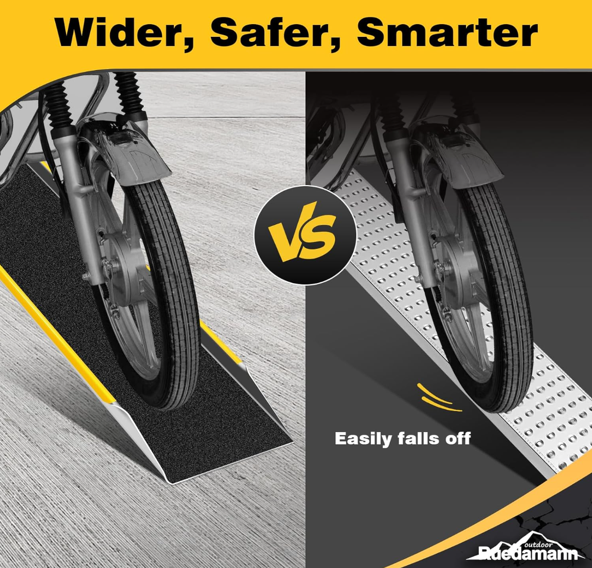 Ruedamann 48" Aluminum Shed Ramps for Lawn Mowers, 2PCS - 11.5" Wide Lightweight Sturdy Non-Slip Loading Ramps with Grit-Coated Surface, Truck Bed, Motorcycle, ATV, UTV, Trailer, 1200 LBS Capacity