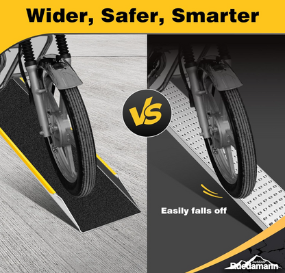 Ruedamann 48" Aluminum Shed Ramps for Lawn Mowers, 2PCS - 11.5" Wide Lightweight Sturdy Non-Slip Loading Ramps with Grit-Coated Surface, Truck Bed, Motorcycle, ATV, UTV, Trailer, 1200 LBS Capacity