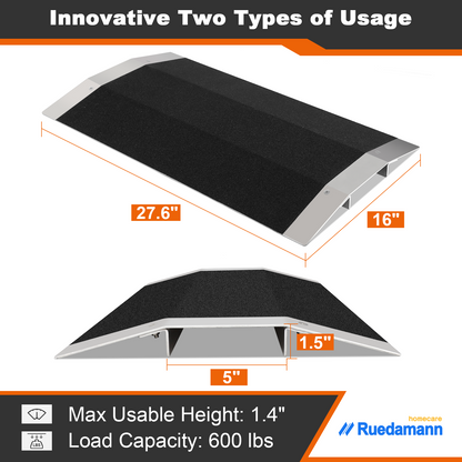Ruedamann 1.5" Rise Bridge Threshold Ramp,Threshold Protect,Anti-Slip,600lbs