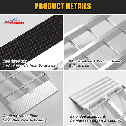 Ruedamann 43'' Aluminum Loading Ramp, 1500 lbs Capacity Loading Ramps for Riding Mower, Portable Anti-Slip Shed Ramps for Lawn Mower, Dirt Bike, ATV, Motorcycle, Trailer, Lightweight, 2PCS