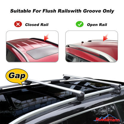 Ruedamann 53"L Universal Roof Rack Cross Bars, Adjustable,Aluminum, 165 lbs,2 Packs