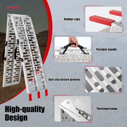 Ruedamann 7.5FT Aluminum Loading Ramps, Foldable Motorcycle Ramp, 750 Lbs Capacity, 11" Wide Lightweight Ramp for Scooters, Dirt Bikes, E-Bikes, 1PC（Almost Perfect）