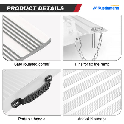Ruedamann 5FT Folding Wheelchair Ramp,Aluminum,Portable ,600 lbs