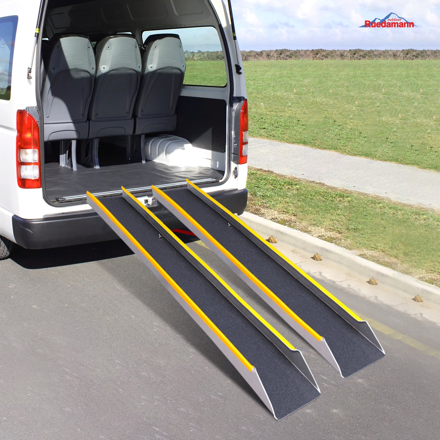 Ruedamann 48"/60"L Shed Ramp,Aluminum,Anti-Slip Surface,600 lbs Capacity,1 PC