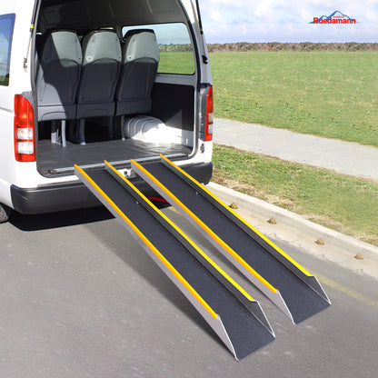 Ruedamann 48"/60"L Shed Ramp,Aluminum,Anti-Slip Surface,600 lbs Capacity,1 PC