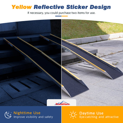 Ruedamann 71"L Aluminum Loading Ramp, Folding, Usable Width 8.5",600lbs, 1PC