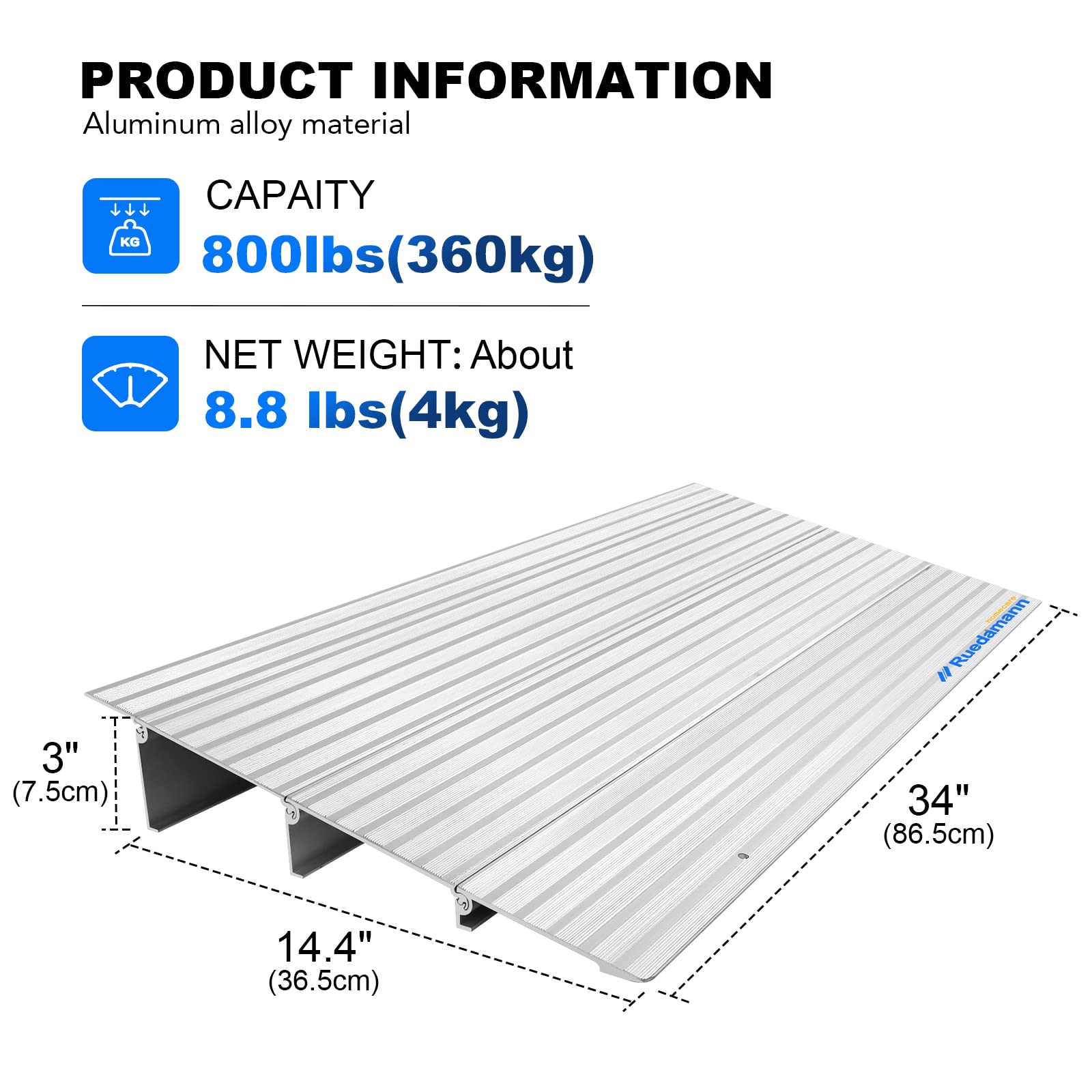 Ruedamann®Threshold Ramp Modular Aluminum Entry Ramp 34