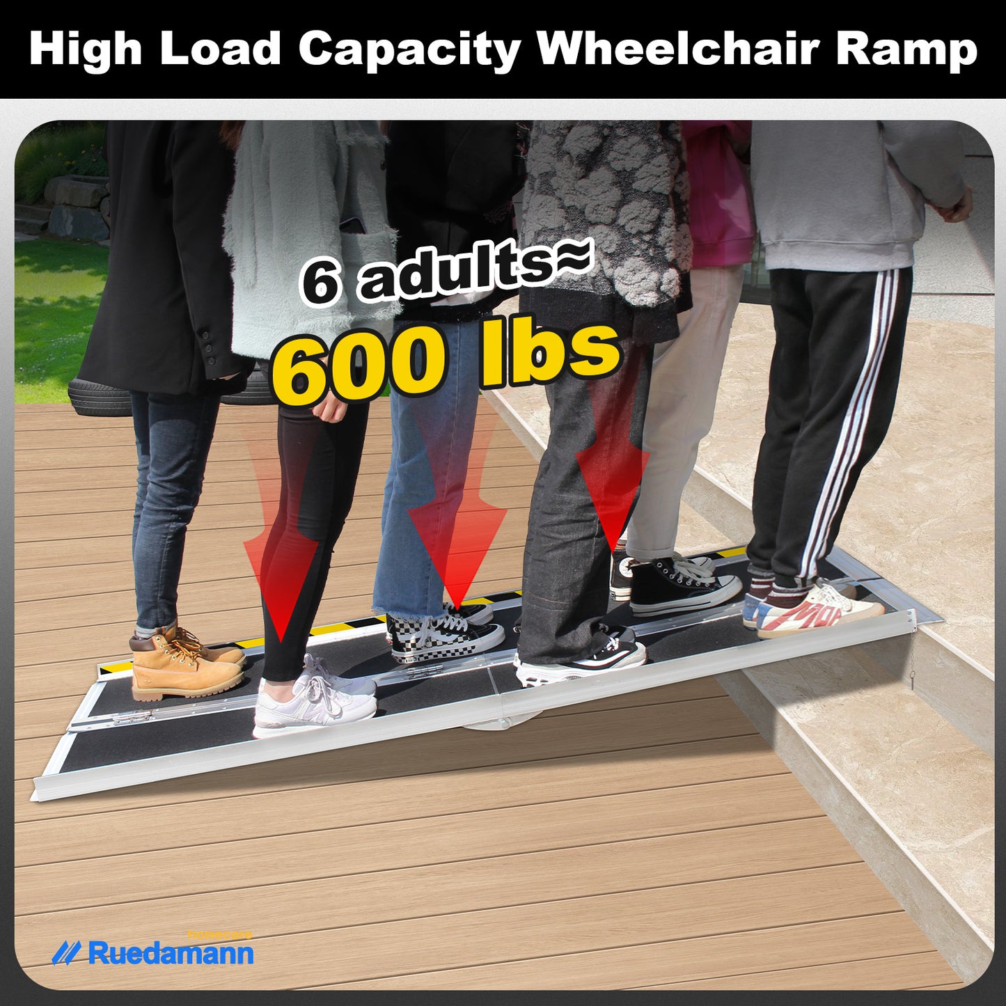 Ruedamann 6FT Folding Wheelchair Ramp,Portable, 29" Wide,Using Under 18"H, 600 lbs