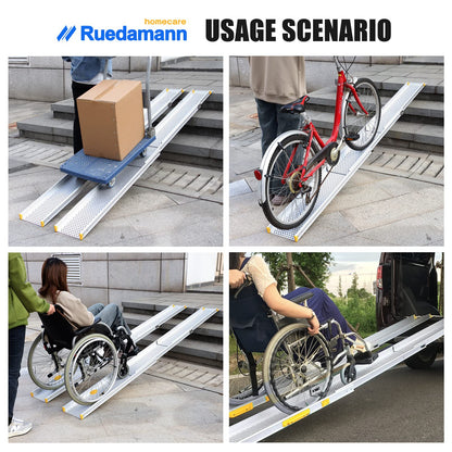 Ruedamann® 8.9" W Adjustable Three Section Wheelchair Ramp 1 Set