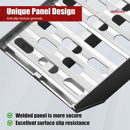 Ruedamann 7.5FT Aluminum Loading Ramps, Foldable Motorcycle Ramp, 750 Lbs Capacity, 11" Wide Lightweight Ramp for Scooters, Dirt Bikes, E-Bikes, 1PC（Almost Perfect）