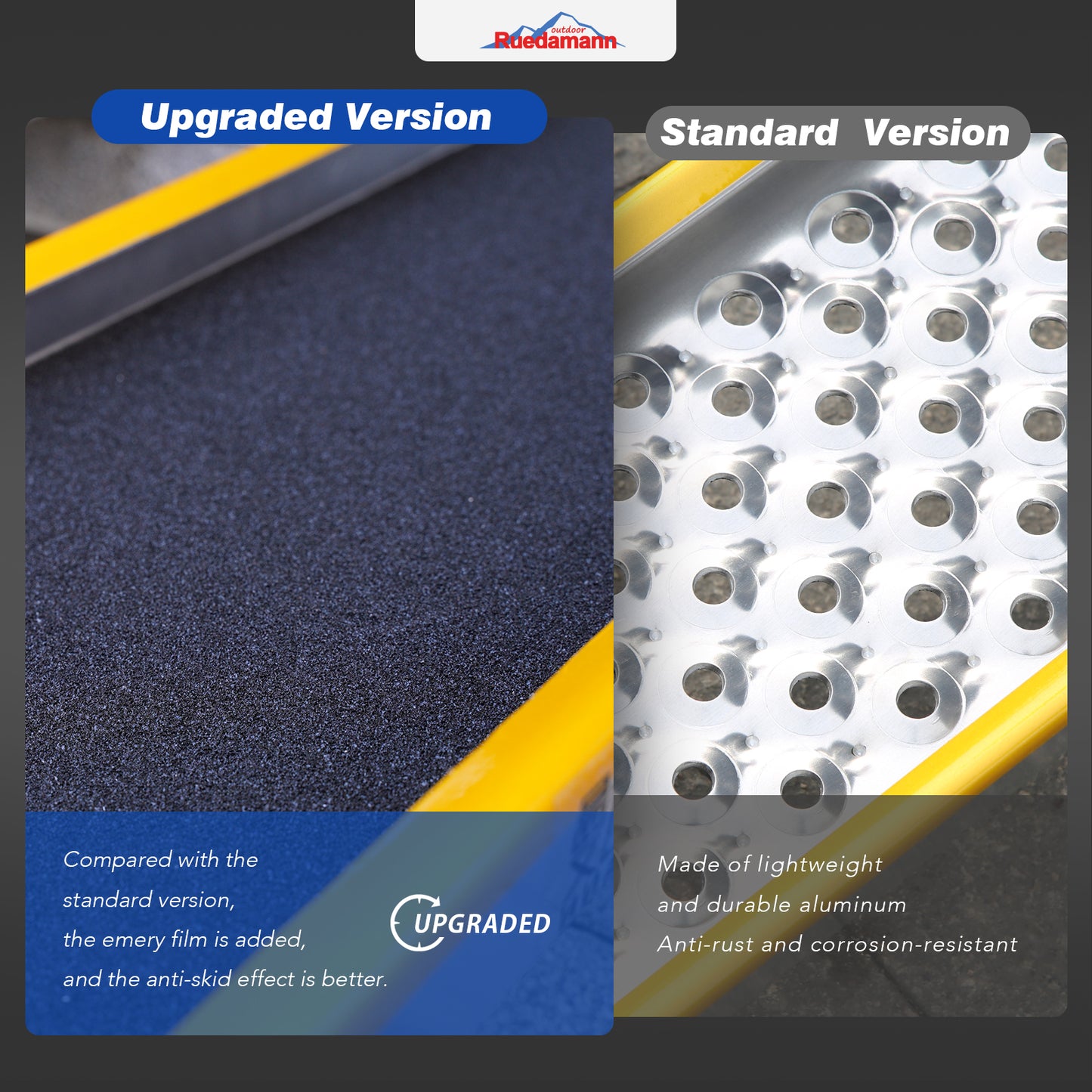 Ruedamann 71"L Aluminum Loading Ramp, Folding, Usable Width 8.5",600lbs, 1PC