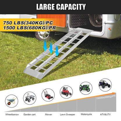 Ruedamann 43'' Aluminum Loading Ramp, 1500 Lbs Capacity Loading Ramps for Riding Mower, Portable Anti-Slip Shed Ramps for Lawn Mower, Dirt Bike, ATV, Motorcycle, Trailer, Lightweight, 2PCS（Almost Perfect）