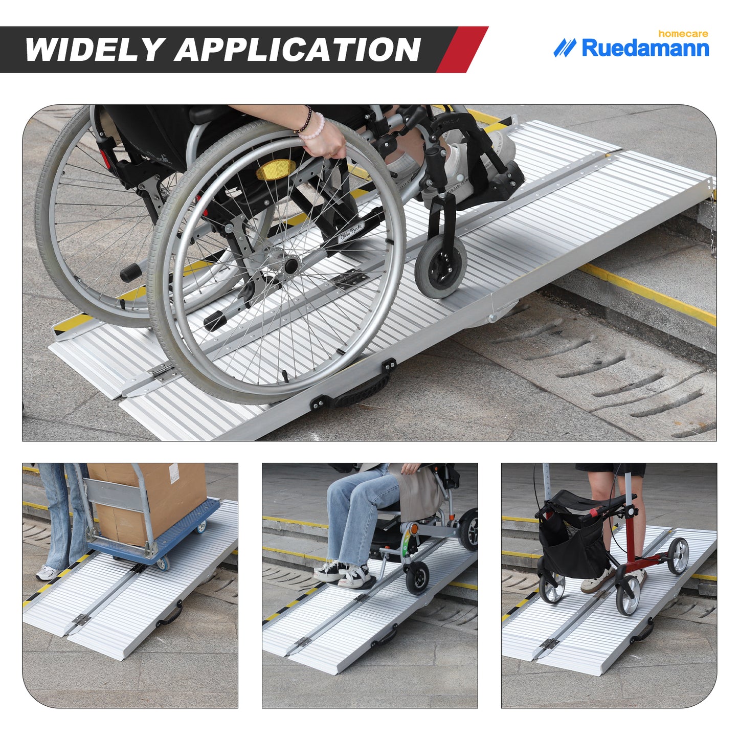 Ruedamann 5FT Folding Wheelchair Ramp,Aluminum,Portable ,600 lbs