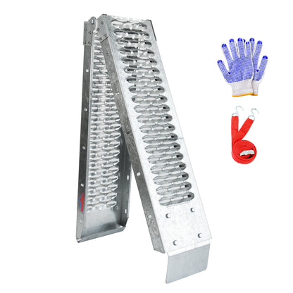 Ruedamann 67" Folding Heavy Duty Steel Ramp for Pickup Trucks, ATV, UTV, Dirt Bikes, Lawn Mowers, Snowmobiles – Supports 480 lbs Single / 960 lbs Pair, Anti-Slip Loading Ramp for Trailer and Tailgate