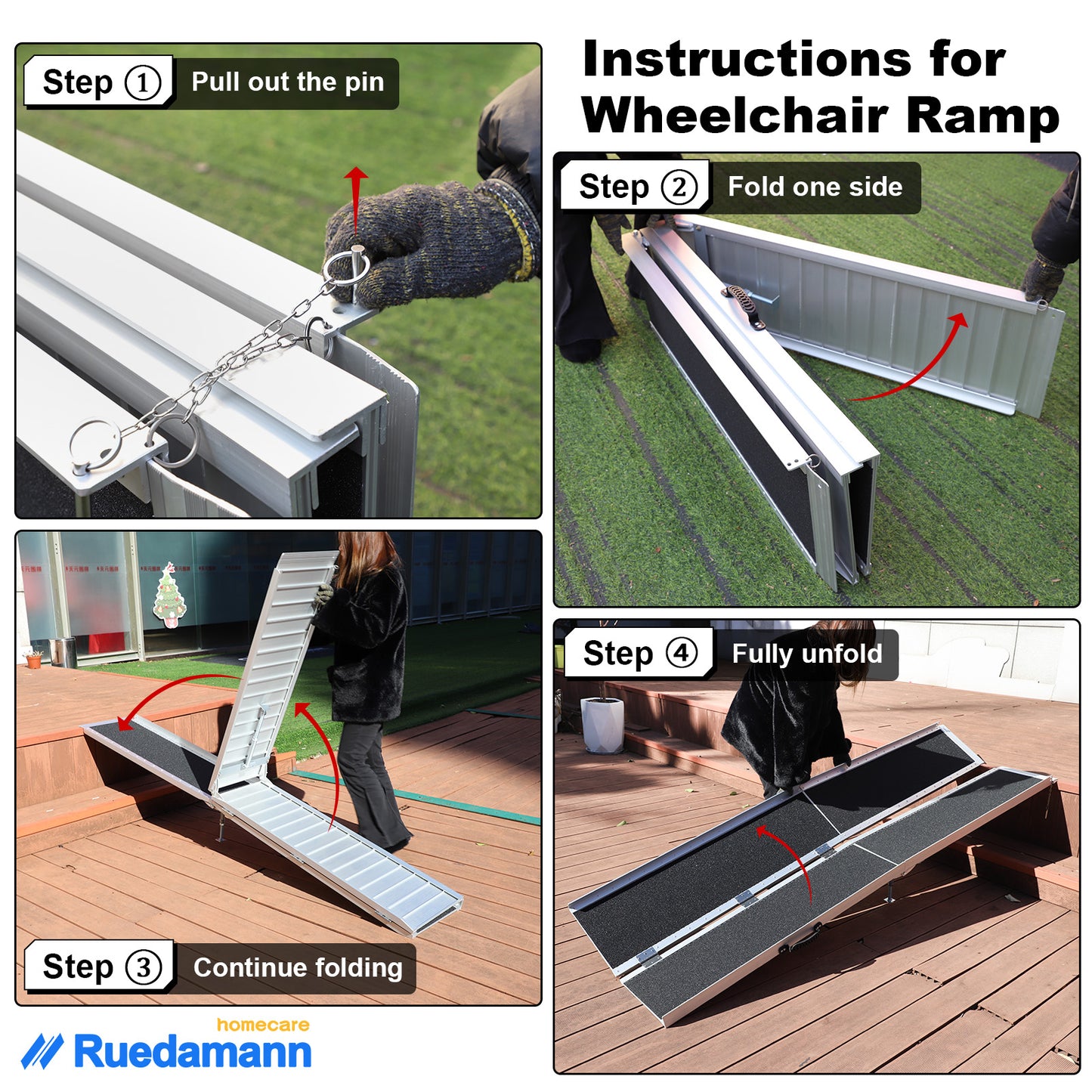 Ruedamann 6FT Folding Wheelchair Ramp,Portable, 29" Wide,Using Under 18"H, 600 lbs