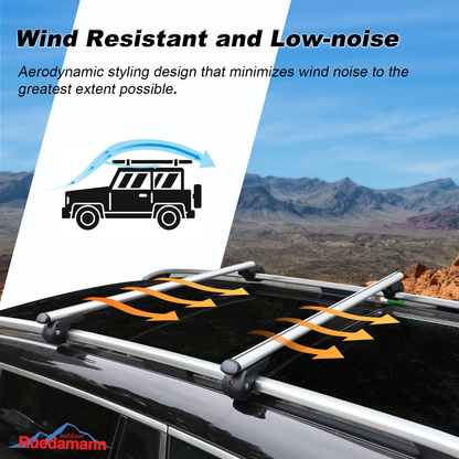 Ruedamann 53"L Universal Roof Rack Cross Bars, Adjustable,Aluminum, 165 lbs,2 Packs