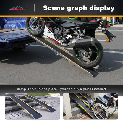 Ruedamann 71"L Aluminum Loading Ramp, Folding, Usable Width 8.5",600lbs, 1PC