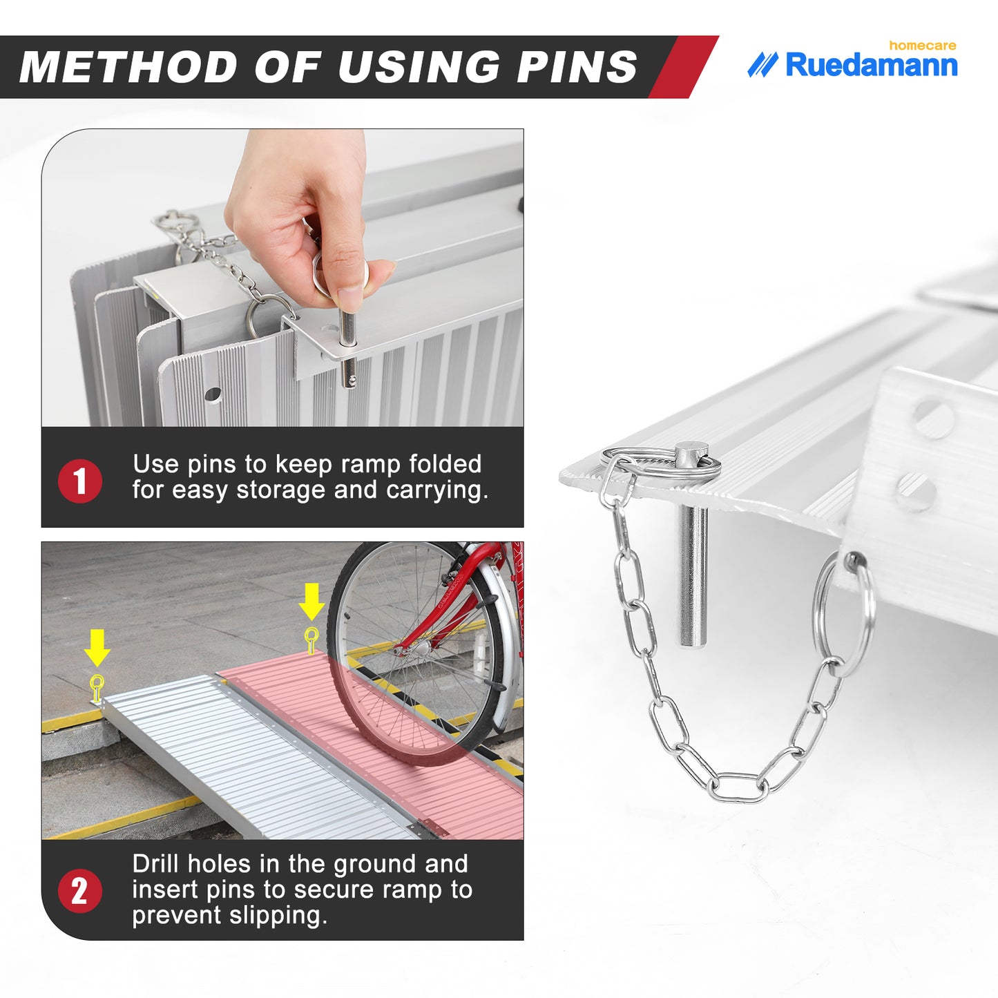 Ruedamann 5FT Folding Wheelchair Ramp,Aluminum,Portable ,600 lbs