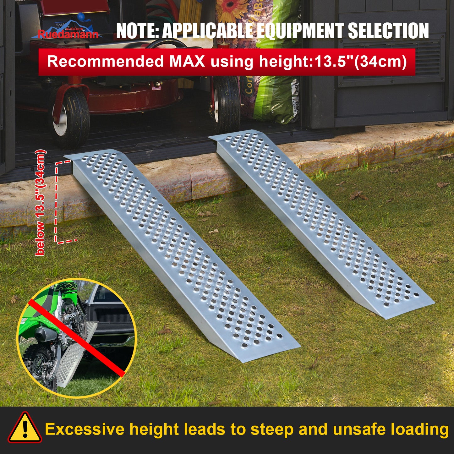 Ruedamann® 47" Steel Threshold Ramp Anti-Slip Ramp for 1PC