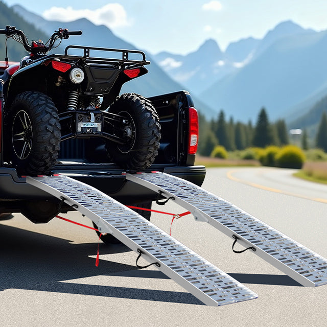 Ruedamann 7.5FT Aluminum Loading Ramps, Foldable Motorcycle Ramp, 750 Lbs Capacity, 11" Wide Lightweight Ramp for Scooters, Dirt Bikes, E-Bikes, 1PC（Almost Perfect）