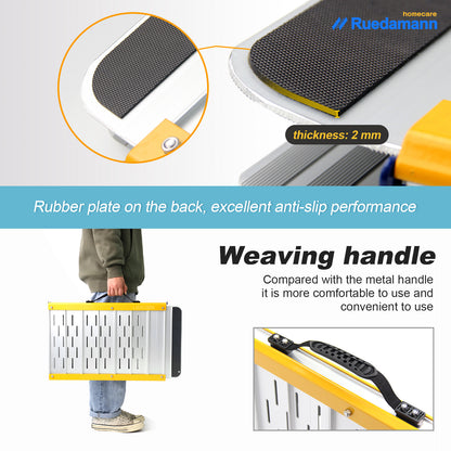 Ruedamann® Portable Aluminum Threshold Ramp  Non-Skid Surface Folding