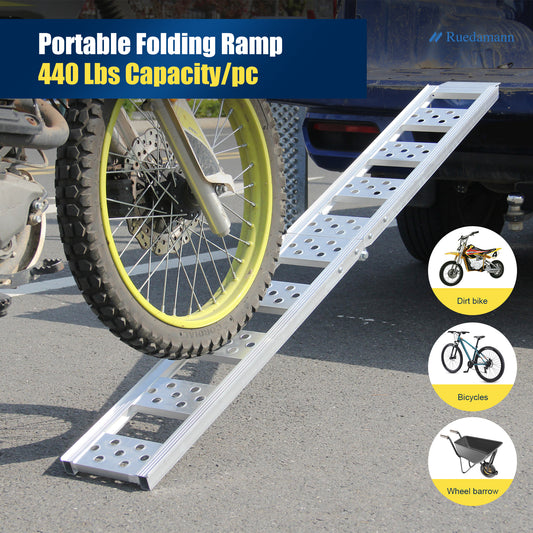 Ruedamann 6FT Folding Motorcycle Ramp,Aluminum,Portable,8" Wide,440 lbs/PC