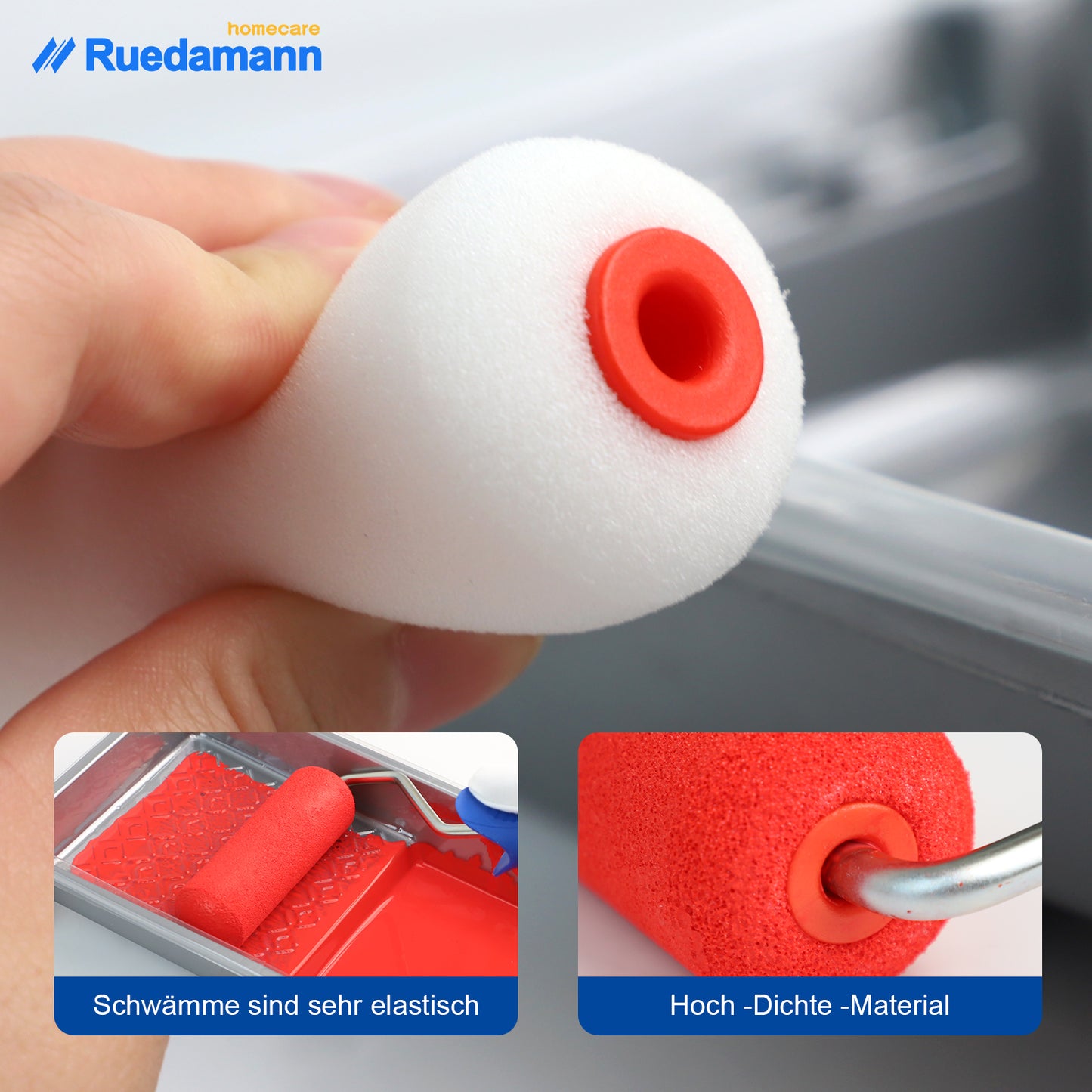 Ruedamann® Sponge Paint Roller Covers Foam Paint Roller High Density Roller Refills Painting
