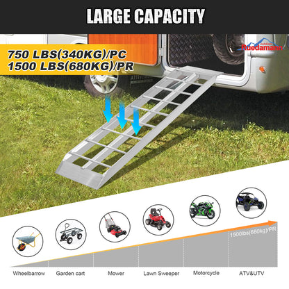 Ruedamann 43"L Loading Ramp,Aluminum,Portable,1500lbs,2Pcs（Almost Perfect）