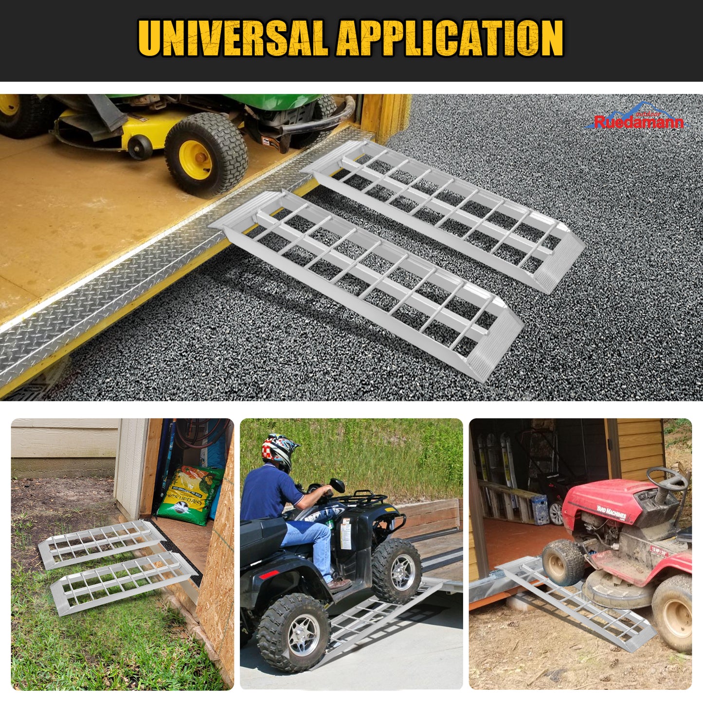 Ruedamann 43"L Loading Ramp,Aluminum,Portable,1500lbs,2Pcs（Almost Perfect）